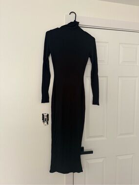 naked wardrobe Black Long Sleeve Turtleneck Maxi Dress